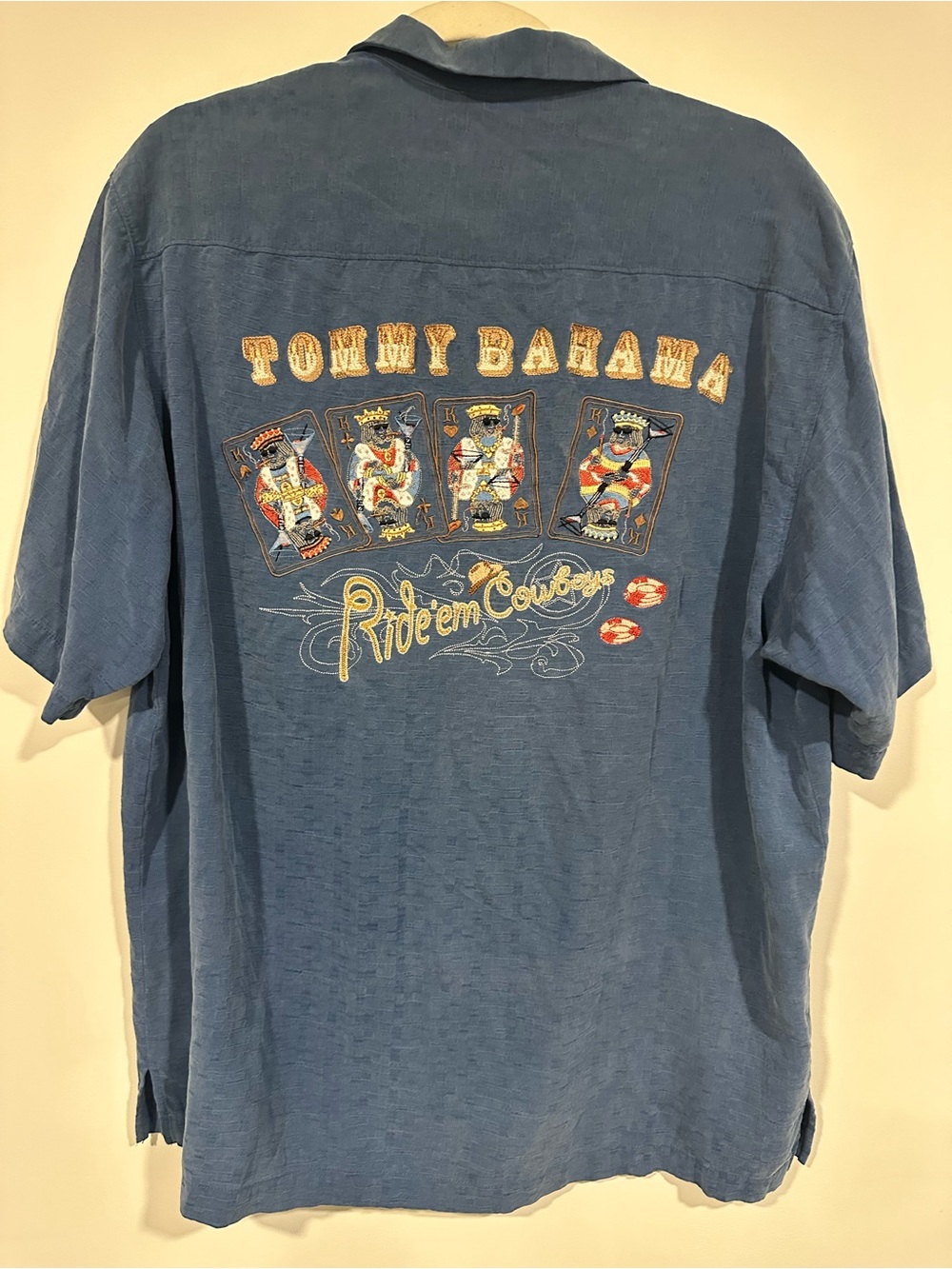 Tommy Bahama Men's Embroidered "Ride 'Em Cowboys" 100% Silk Camp Shirt Size M
